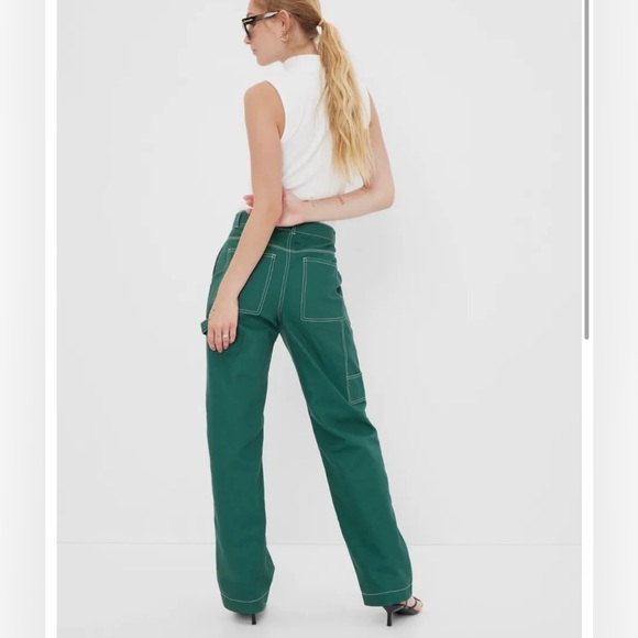 NWOT Gap High Rise '90s Loose Carpenter Pants with Washwell in green - Picture 1 of 3